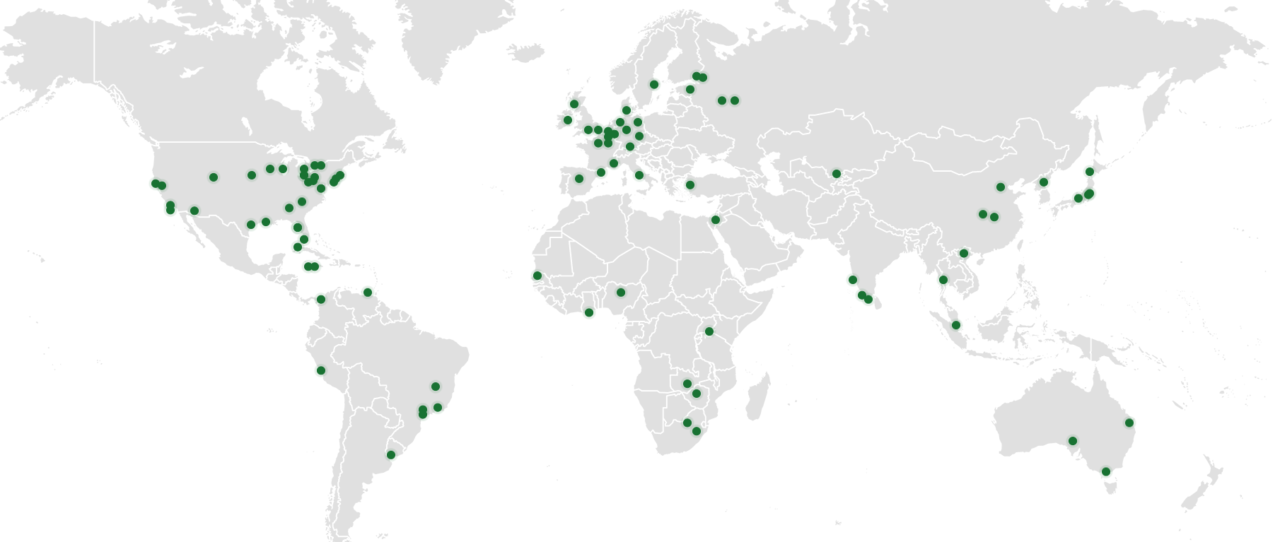 Map showing GVN Centers of Excellence and Affiliate Institutions